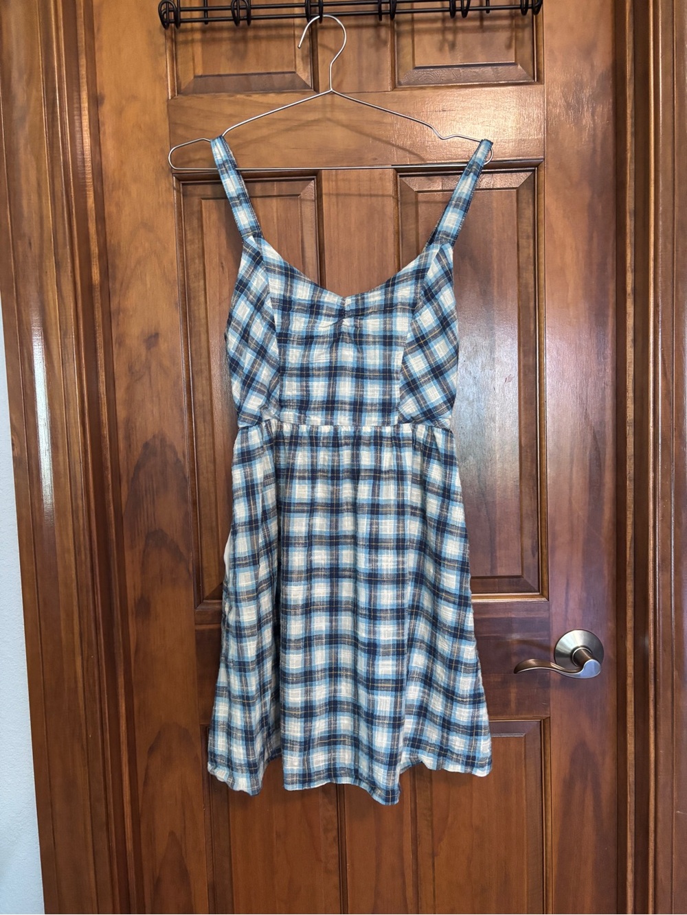 Gilli Blue and White Plaid Mini Dress